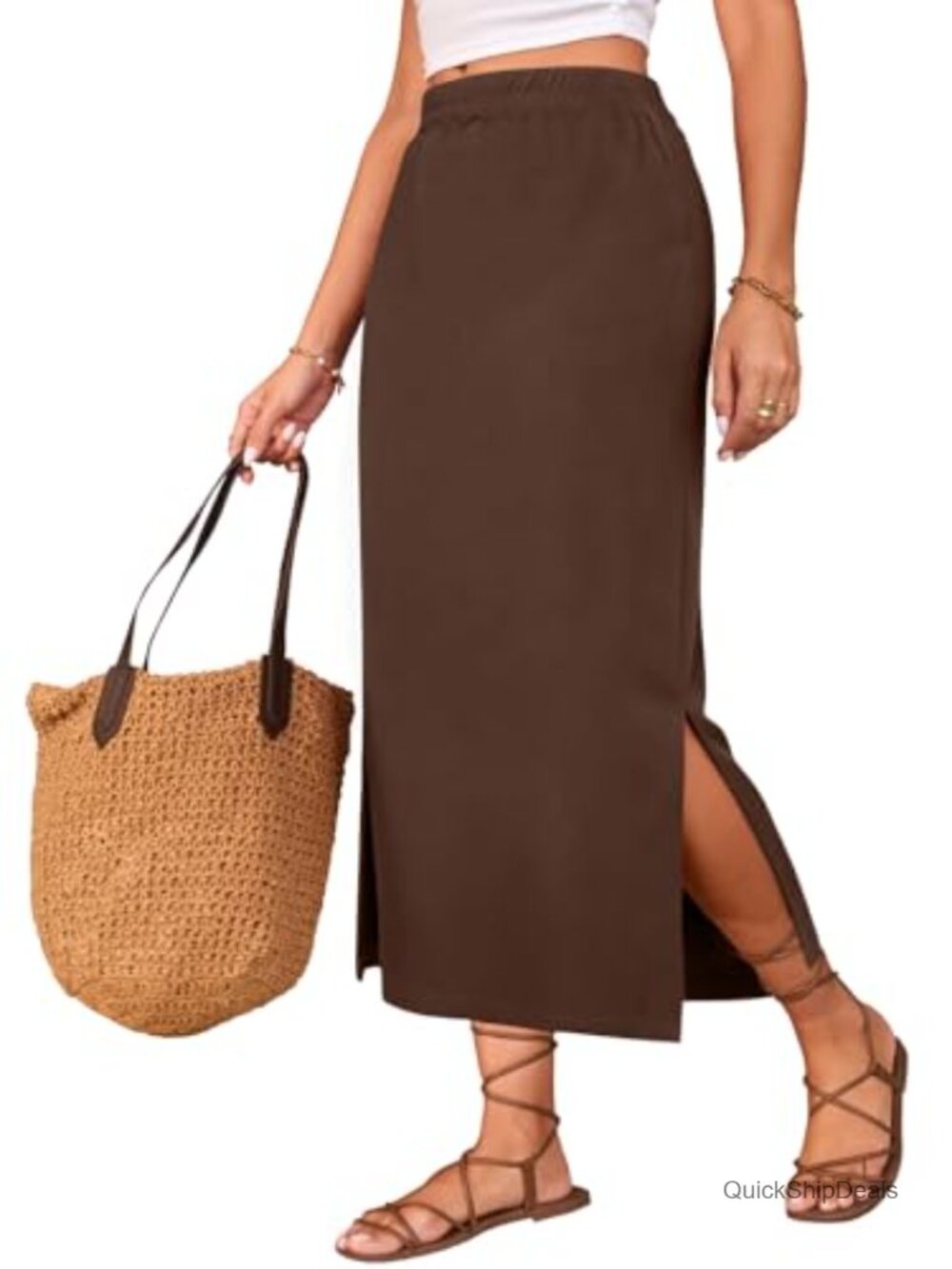 Women's Maxi Pencil Skirt Side Slit High Waisted